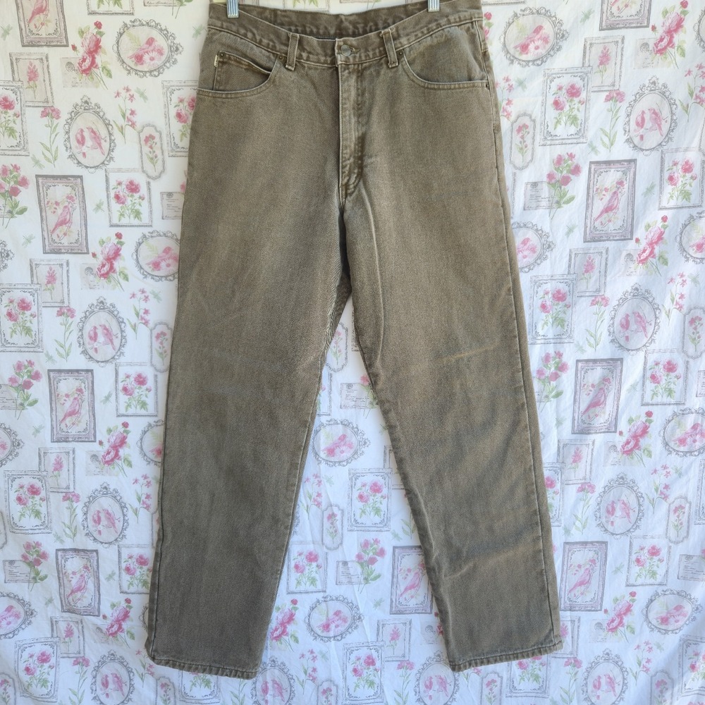 L.L.Bean Jeans Mens 34x32 Brown Double L Relaxed Fit Flannel Lined Denim Pants